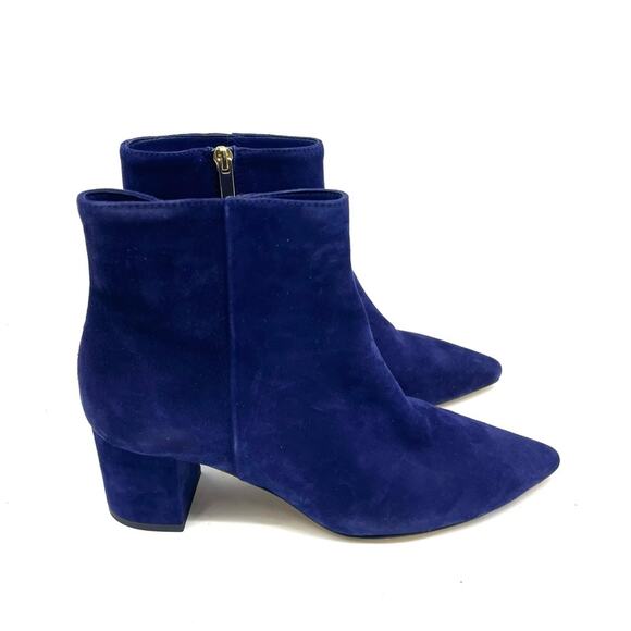 L’agence Jeanne Block Heel Bootie in Suede Midnight Navy Blue - Picture 2 of 8